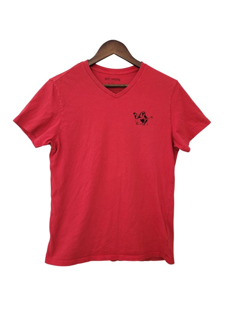 True Religion V-Neck Graphic T-Shirt Mens Size S Red Casual